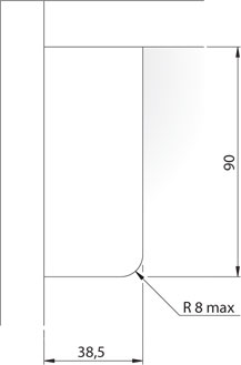 Присадочные размеры мебельного навеса  LIBRA H11 для задней стенки с использованием заглушки