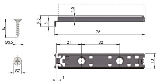 Комплект K-PUSH TECH (толкатель накладной) с текстурой